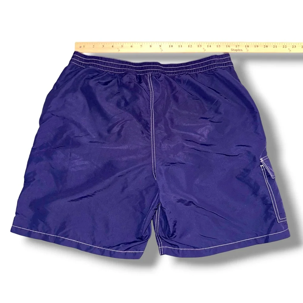 Polo Ralph Lauren‎ Swim Trunks Men XL Navy Blue Cargo Pocket Contrast Stitching